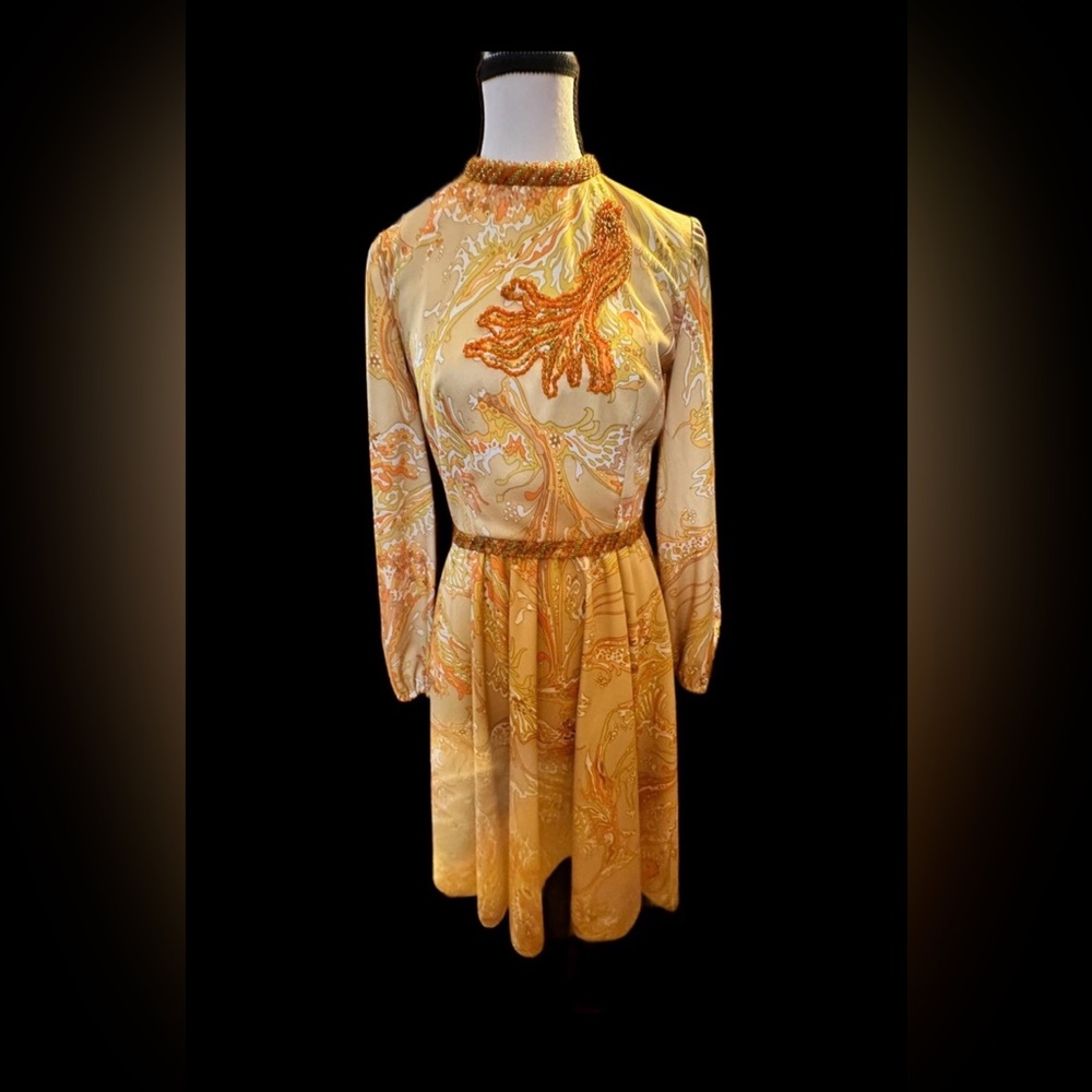 Hand Beaded Fred Rothschild Imperial Designs  1960’s elegant cocktail dress - Picture 2 of 11